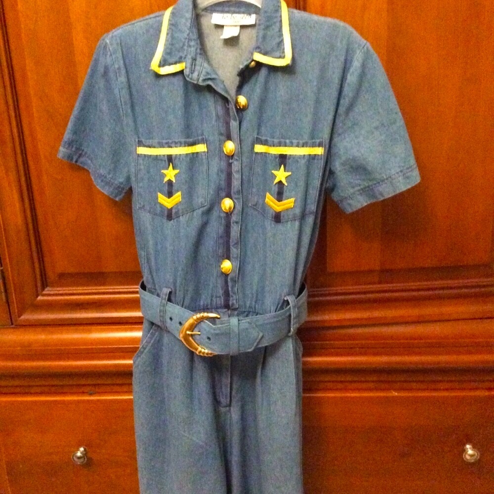 Denim one piece shorts romper